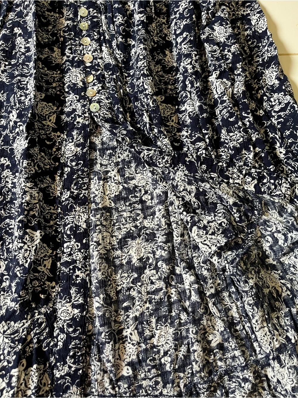 Rachel Zoe Navy and White Floral Button-Front Maxi Skirt - Picture 3 of 4